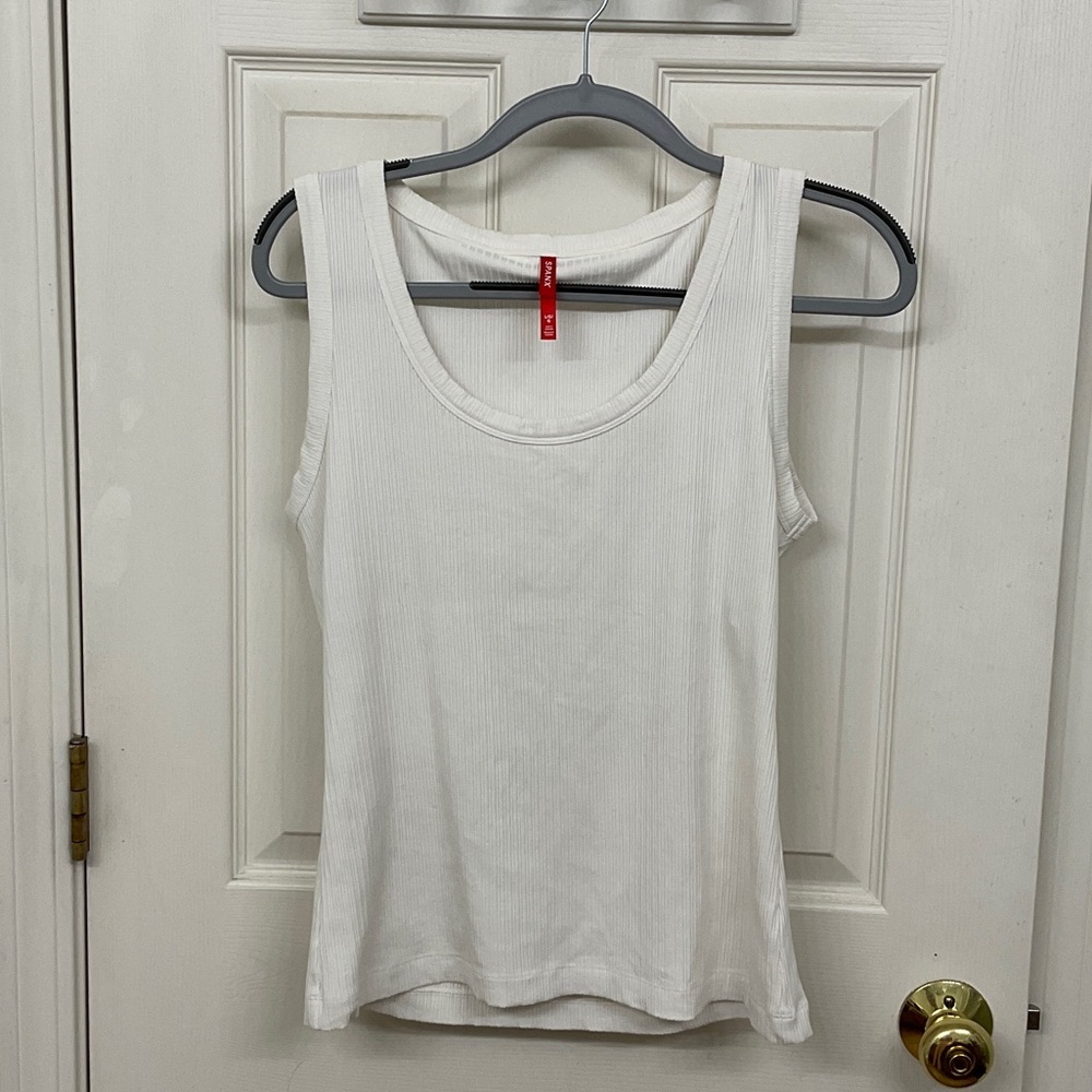SPANX Cream Ribbed Tank Top: L
